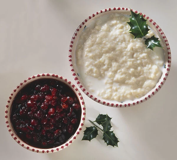 Bread Sauce, Cranberry Sauce in serving dishes