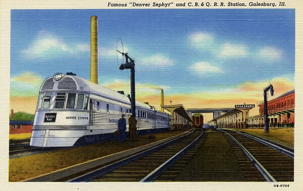 Famous Denver Zephyr and C. B. & Q. R. R. Station, Galesburg, Illinois