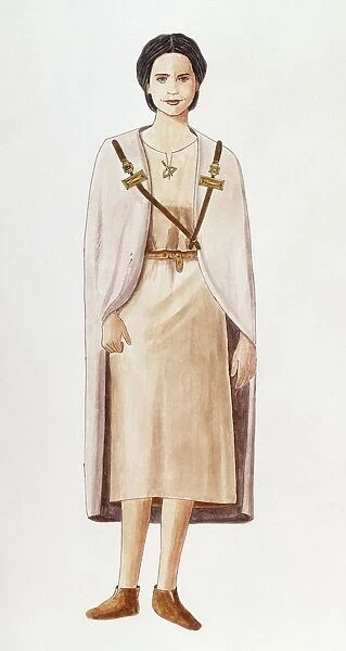 Germanic female attire, 3rd century, drawing