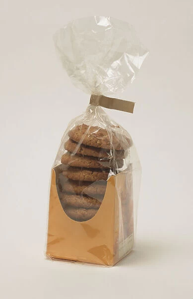 Packet of biscuits wrapped in cellophane