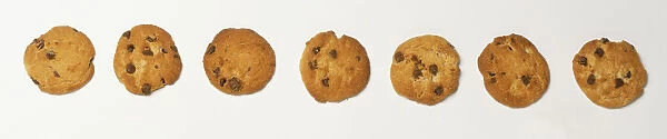 Seven chocolate chip cookies in a row