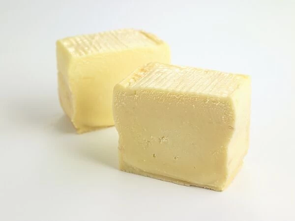 Sliced brick of Belgian Herve cows milk cheese