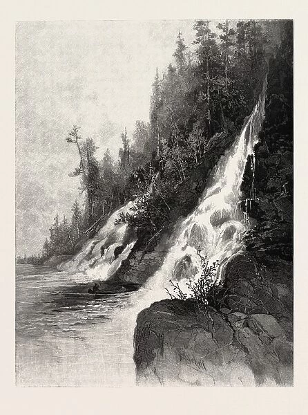 Wa-Sitch-E-Wan Falls, Canada, Nineteenth Century Engraving