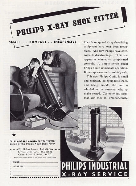 Advertisement for Philips X-Ray Shoe Fitter, 1930s (litho)