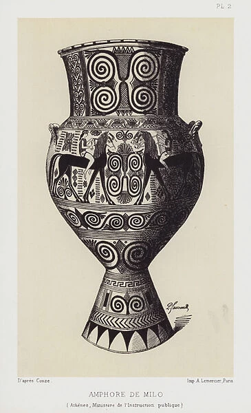 Ancient Greek amphora from Milos (litho)