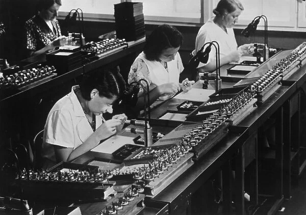 Assembly line for television broadcasting equipment at the Telefunken manufacturing plant