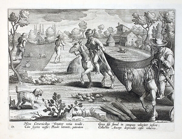 Catching quail, illustration from Venationes, Ferarum, Avium