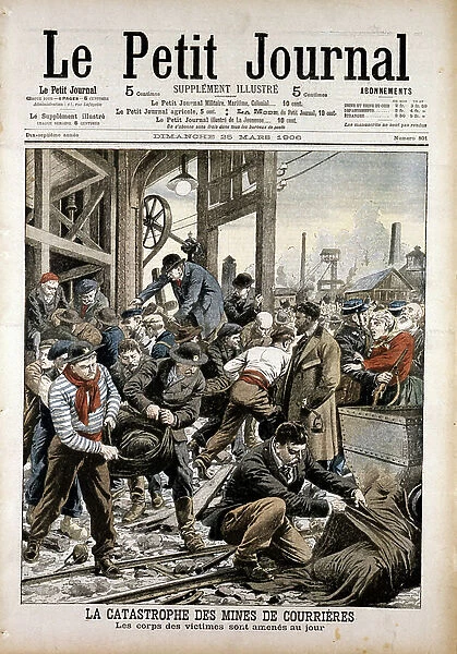 Coal mining accident: Courrieres Mines, Pas de Calais, France. From Le Petit Journal Paris March 1906