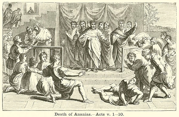 Death of Ananias, Acts, v, 1, 10 (engraving)