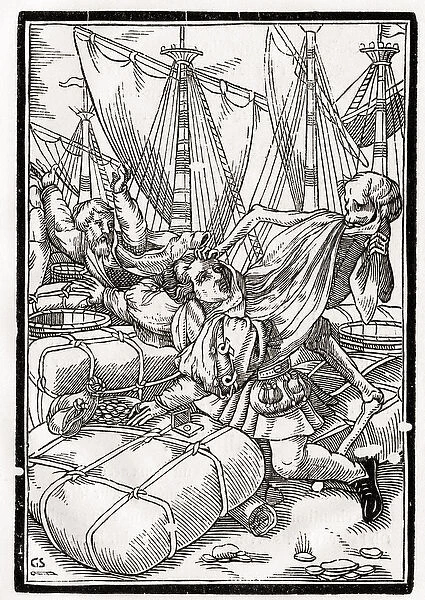 Death comes to the Merchant, engraved by Georg Scharffenberg, from Der Todten Tanz