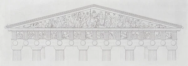 Eastern pediment of the Parthenon, Athens (engraving)