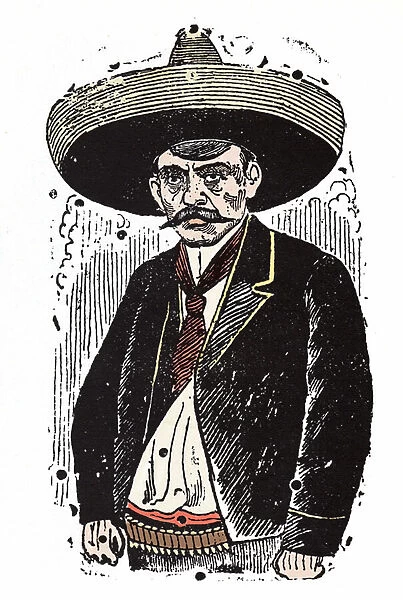 Emiliano Zapata (1880-1919), Mexican revolutionary. Xylography by Jose Guadalupe Posada