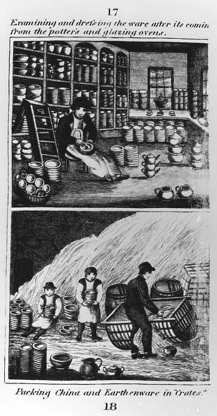 Examining and dressing the ware, 1827 (engraving)
