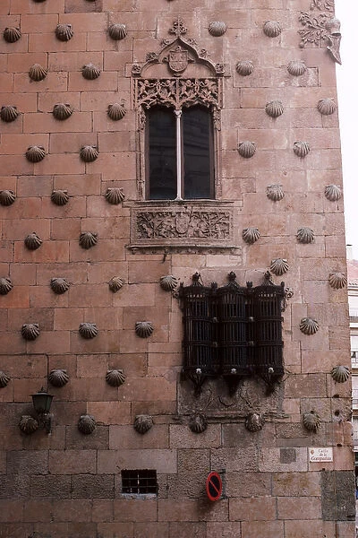 Detail of the exterior of the Casa de las Conchas (photo)