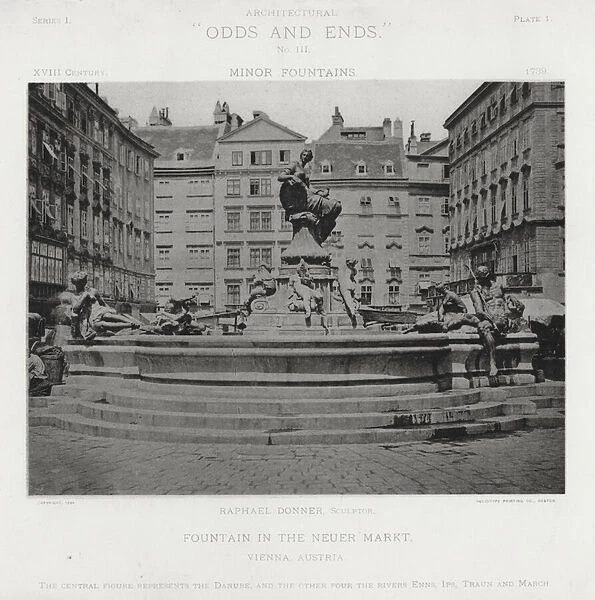 Fountain in the Neuer Markt, Vienna, Austria (b  /  w photo)