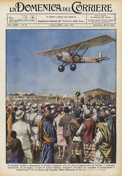 Francis Lombardis triumphant arrival in Mogadishu (colour litho)