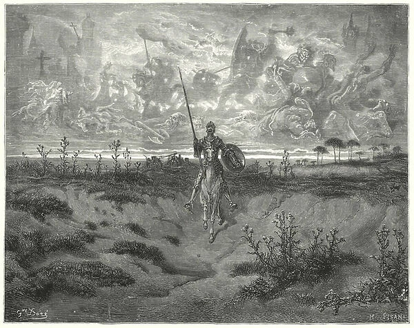 Gustave Dores Don Quixote: 'He travelled almost all that day'(engraving)