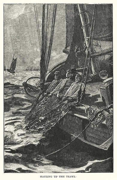 Hauling up the trawl (engraving)