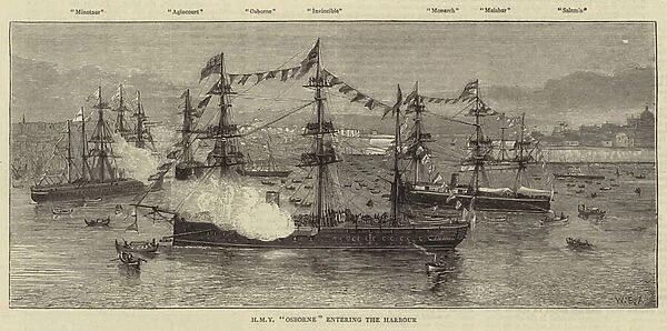 HMY 'Osborne'entering the Harbour (engraving)