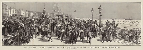 Holiday Time at the Seaside, the Midday-Promenade in Front of the Kings Road, Brighton (engraving)