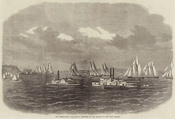 The International Yacht-Match, returning to the Narrows in New York Harbour (engraving)