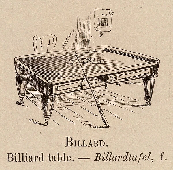 Le Vocabulaire Illustre: Billard; Billiard table; Billardtafel (engraving)