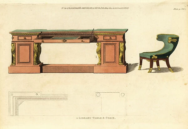 A library table and chair, 1812