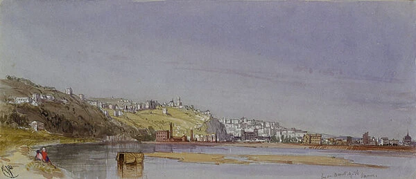 Lyon on the Saone and Rhone, 1836 (w  /  c and pencil on paper)