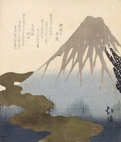 Mount Fuji Under the Snow (coloured engraving)