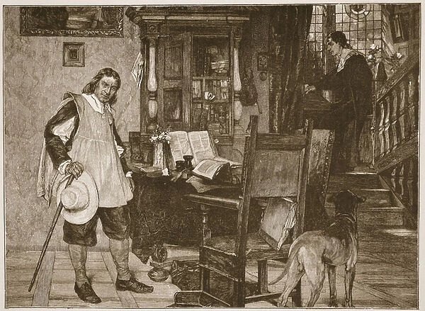 Mr. Oliver Cromwell visits Mr. John Milton, illustration from The Church of England