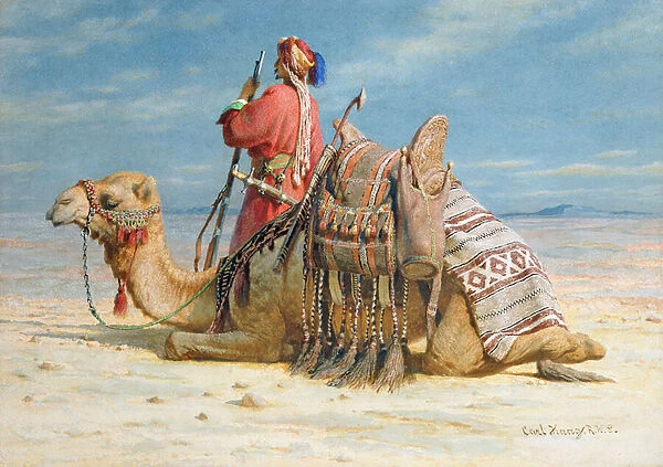 A Nomad and His Camel Resting in the Desert, 1874 (w  /  c on paper)