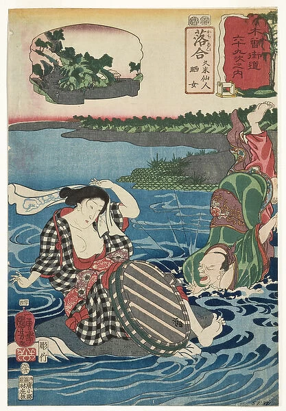Ochiai: Kume Sennin and the Laundress, 1852 (woodblock)