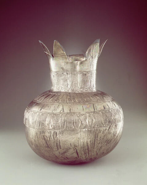 Pomegranate vase, from the Tomb of Tutankhamun, New Kingdom (silver or electrum)