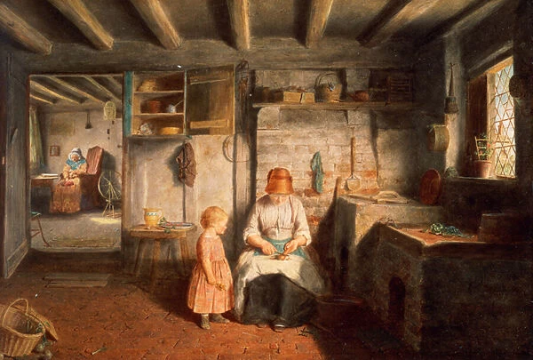 Preparing for dinner, 1854 (panel)