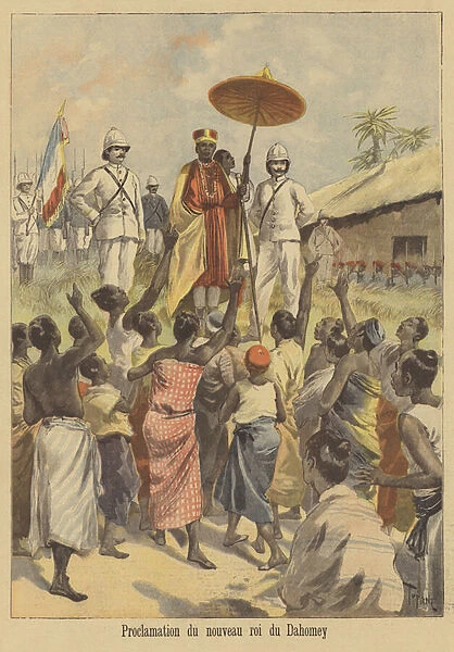 Proclamation of the new king of Dahomey (colour litho)