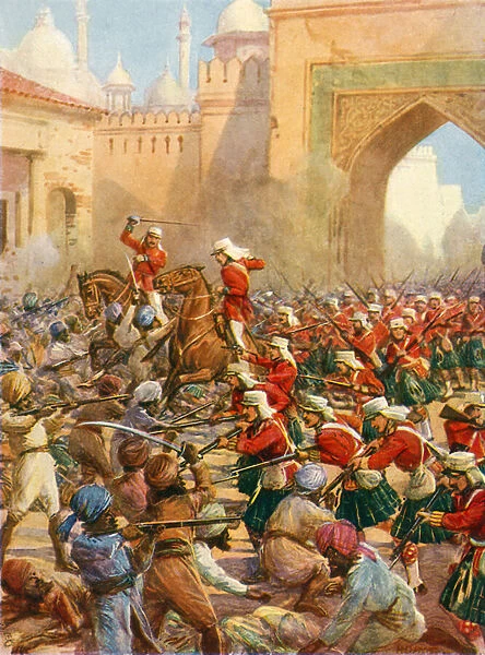 Sir Henry Havelock at the Relief of Lucknow (colour litho)