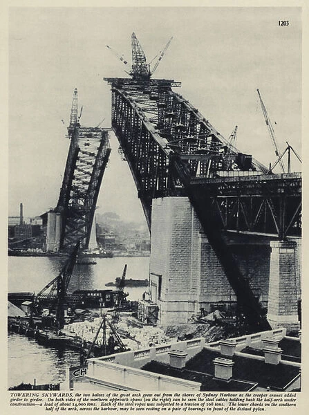 The Sydney Harbour Bridge under construction, New South Wales, Australia, 1929-1930 (b  /  w photo)