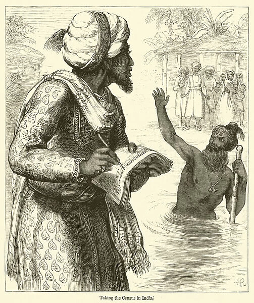 Taking the Census in India (engraving)