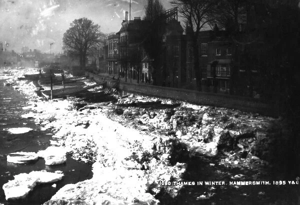The Thames at Hammersmith in Winter, 1895 (b  /  w photo)