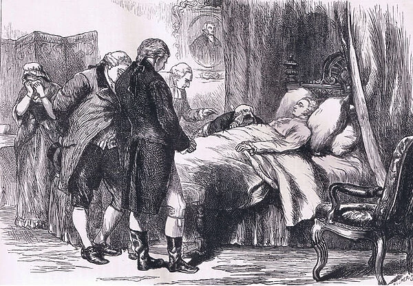 Washington on his death bed, illustration from Cassells History of the United States