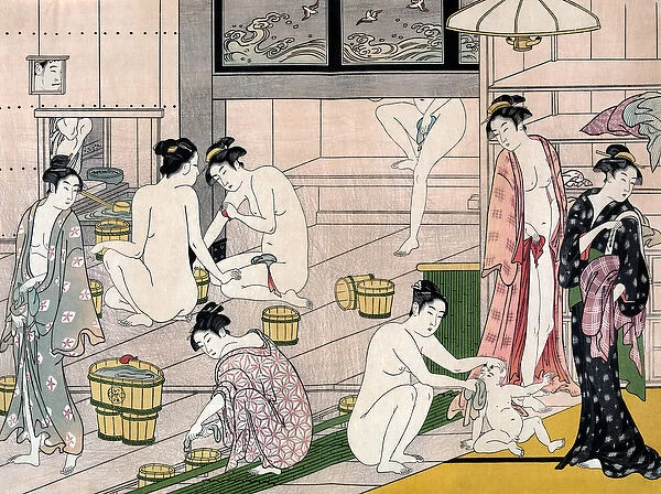 Womens Bathhouse (On na yu) by Torii Kiyonaga, 1780s (woodblock print)