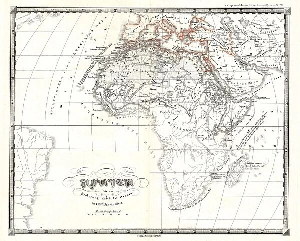 1855, Spruner Map of Africa up to the Arab conquests in the 7th century, topography