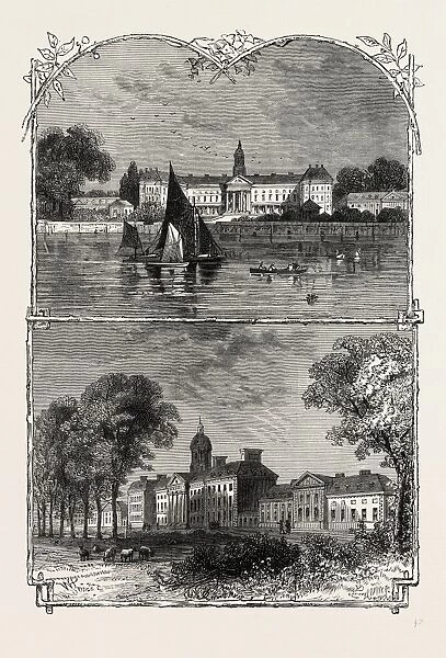 CHELSEA IIOSPITAL. London, UK, 19th century engraving