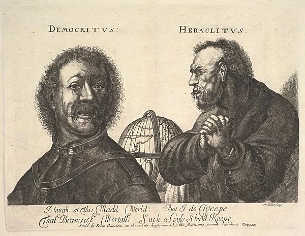 Democritus Heraclitus 1625-77 Etching Hollar