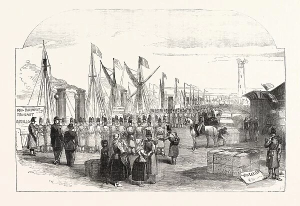Embarkation of French Troops in English Vessels, at Calais, for the Baltic, 1854