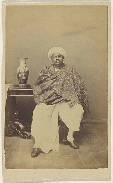 Hindu man turban seated 1865 Albumen silver print