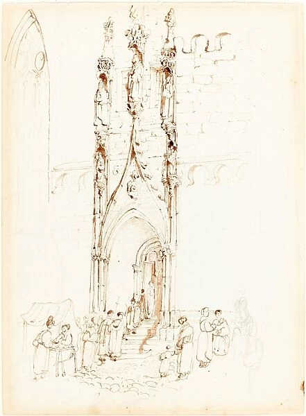 John Skinner Prout, British (1806-1876), A Gothic Arch, pen and brown ink over graphite