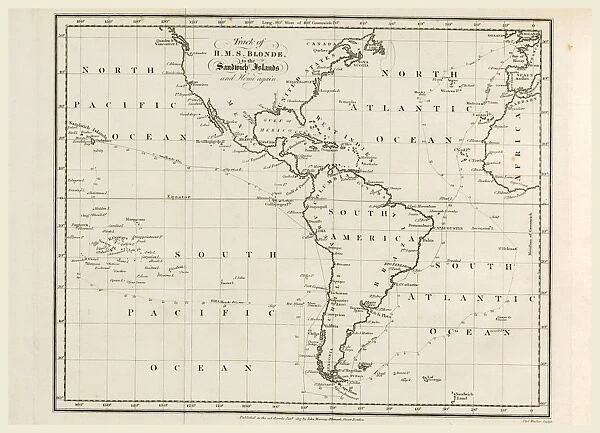 Map, Voyage of H. M. S. Blonde to the Sandwich Islands, in the years 1824-1825