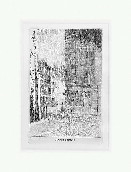 Maple Street ca 1923 Etching Sheet 10 3  /  8 x 8
