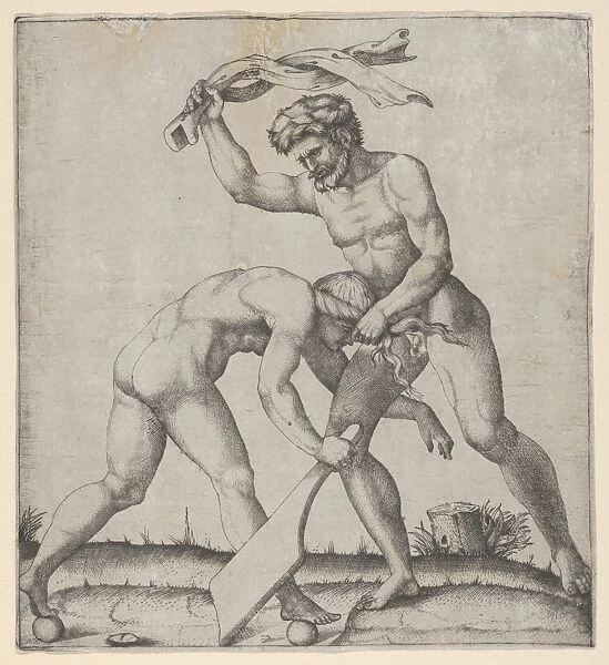 naked man holding Fortune hair whipping ca 1510-27